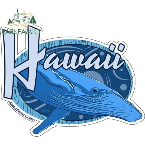 EARLFAMILY 13cm x 10.3cm for Surf Hawaii Blue Whale Car Stickers Auto Decal DIY Anime Vinyl JDM Car Assessoires for Bumper