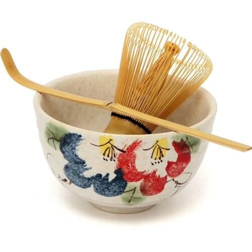 [GRANDNESS] Tea Ceremony Matcha Ceramic Tea Bowl Bamboo Tea Scoop Matcha Whisk Japanese Teaware Tea Tool 4 Style Matcha Bowl Set
