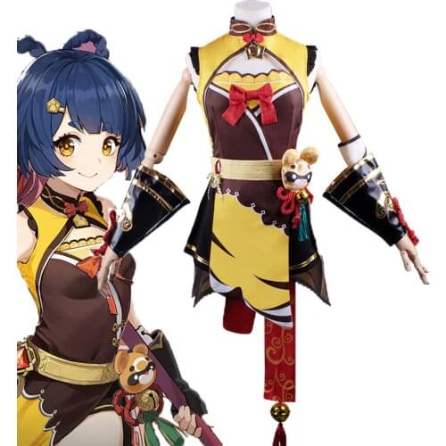 Game Genshin Impact Xiangling Cosplay Costume Xiang Ling Outfit Dress Costumes Woman Girl Cosplay Maid Party Full Set