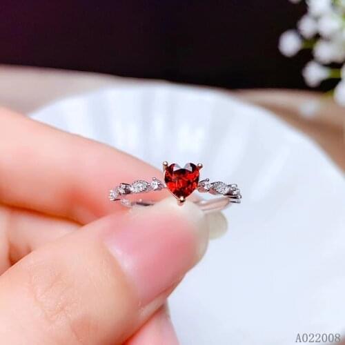 KJJEAXCMY fine jewelry 925 sterling silver inlaid natural garnet ring delicate new female popular ring elegant support test