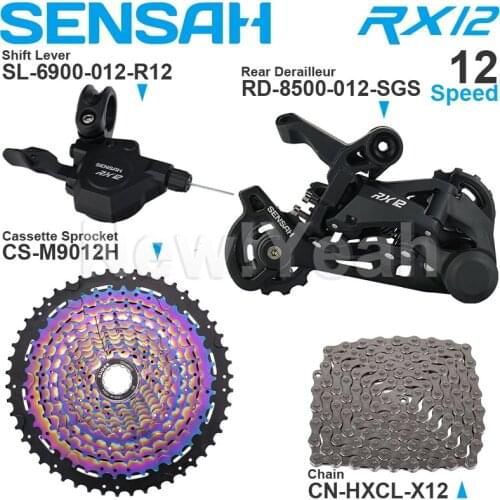 SENSAH RX12 12speed MTB Groupset include Right Shifter Rear Derailleur and SUGEK Cassette Sprocket 50T 52T and YBN Chain Origin