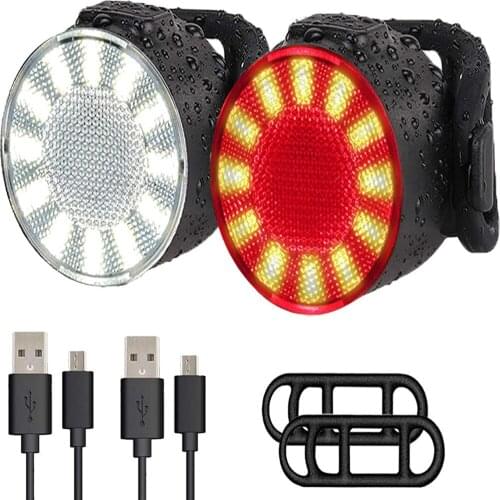 LED Bike Lights Set, USB Rechargeable Super Bright 6 Light Mode Waterproof Bicycle Lights Sets,Front and Rear Combinations