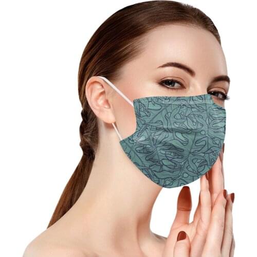 50pcs Fashion Design Printed Mask Women Flower print Decoration Face Mask Summer Beautiful Party Show Mouth Masks For Wedding