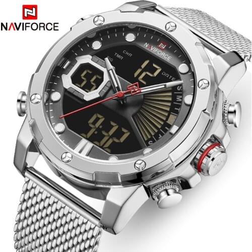 Mens Watch Top Luxury Brand NAVIFORCE Military Sports Quart Watches Men Waterproof Chronograph Male Clock with LED Display Reloj