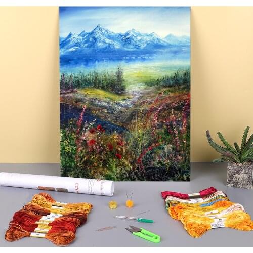 Natural Scenery Mountain Stream Printed 11CT Cross-Stitch Full Kit Embroidery DMC Threads Craft Sewing Needlework Needle