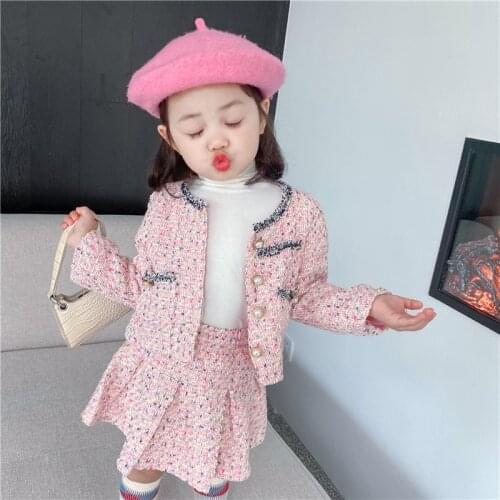 Autumn New Fashion Baby Girls Clothing Set Elegant Jackets+Skirts 2Pcs Suits Kids Girls Birthday Party Outfits