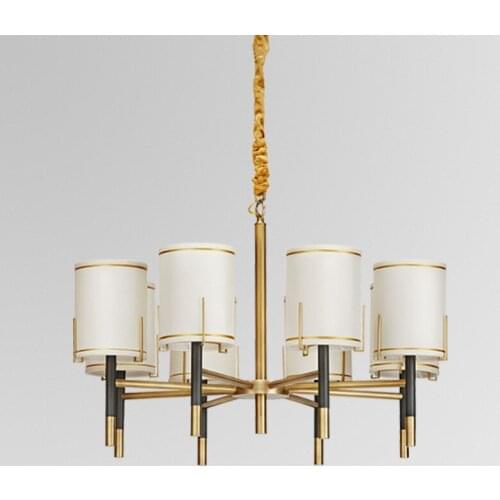 Modern new Chinese style copper chandelier simple living room model room dining room bedroom villa chandelier