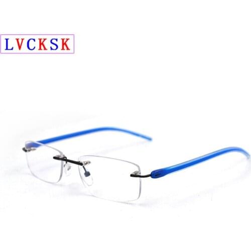 Blue Light Blocking Myopia Glasses for Women Men Rimless Nearsighted Eyeglasses Students Computer Glasses Sight Protective N5