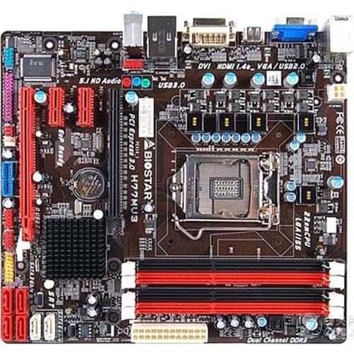 Original for BIOSTAR H77MU3 Gold Edition Desktop Motherboard H77 LGA 1155 DDR3 32G SATA3 USB3.0 Micro ATX 100% Fully Test
