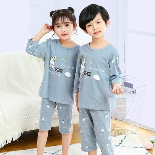 Cartoon Cat Pajama Set for Child Kids Casual Nightwear Children Pyjama Suits Toddler Sleepwear Teenager Nightwear Pijama Suit