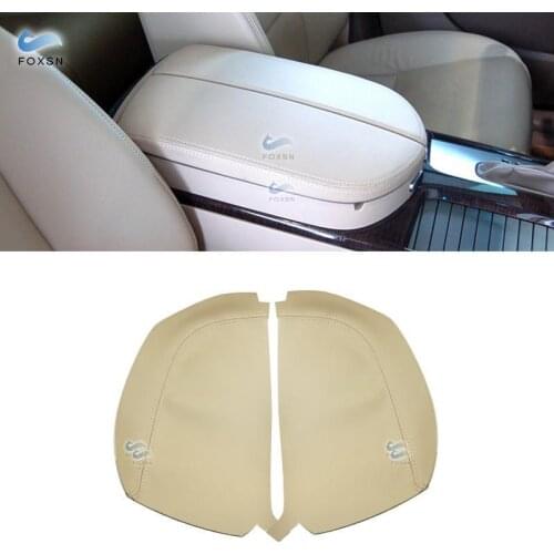 2pcs Beige For Acura MDX 2007 2008 2009 2010 2011 2012 2013 Microfiber Leather Center Console Armrest Box Cover Protection Trim