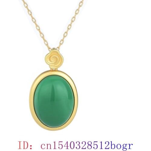 Green Jade Water drop Pendant Gifts Women Fashion Gemstone Amulet Charm 925 Silver Chinese Chalcedony Jewelry Agate Necklace