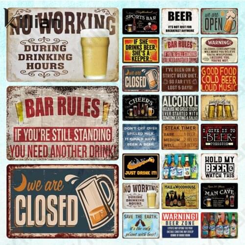 Beer Hanging Advertising Theme Metal Poster Retro Toast Metal Plate and Metal Plaque Club Restaurant Wall Art Metal Decoration