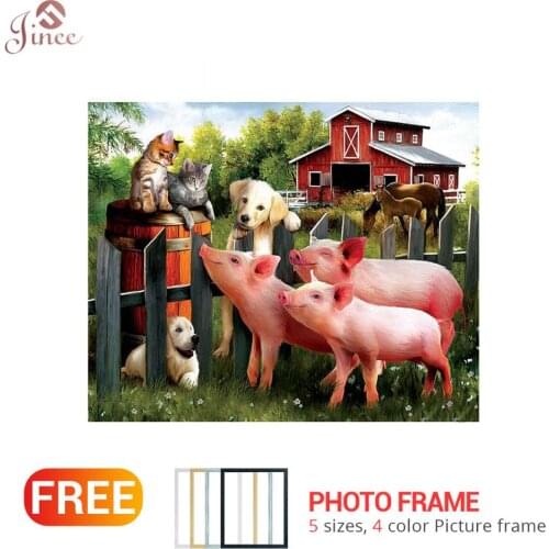 Full Square 5D DIY Diamond Painting "Village Pig" Embroidery Cross Stitch Mosaic Home Decor DIY Gift