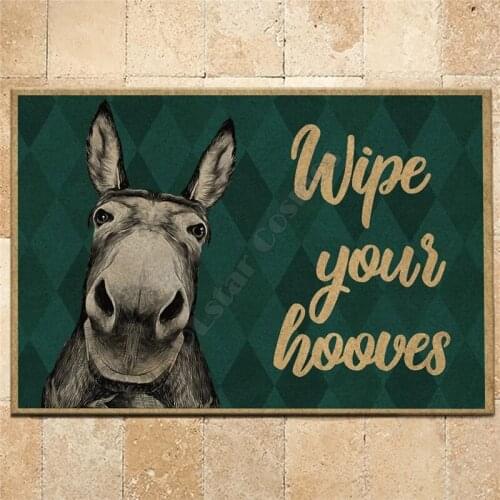 Donkey Wipe Your Hooves Doormat 3D All Ove Printed Non Slip Door Floor Mats Decor Porch Doormat