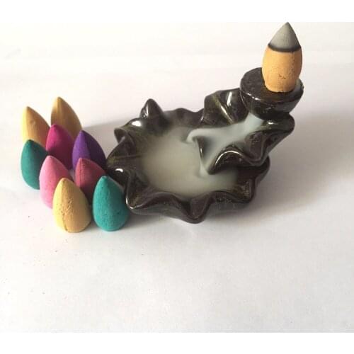 Mixed 70Pcs/Lot Natural Incense Or Burner Lavender Osmanthus Sakura Smoke Cone Reflux Tower Incense Backflow Incense Bullet