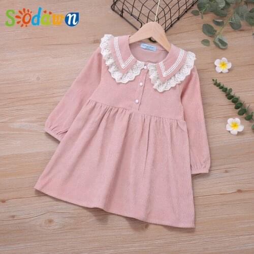 Sodawn Children Dress Clothing Baby Girls Frill Buttons Girls Dress Autumn NEW Princess Dress Toddler Cute Fashion Kids