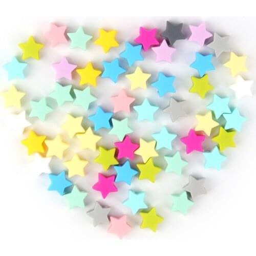 TYRY.HU Silicone Beads Star Shape 10pcs 14mm Food Grade Teether BPA Free Ecofriendly Beads Bracelet Diy Jewelry Baby Teether