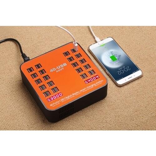 40 Ports USB Charger 5V 3.5A Max Power Intelligent Charging Stations Concentrated Batch Charge LED Display Universal