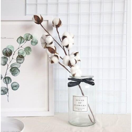 10 Head Really Cotton Branch Imitation Flowers Home Decoration Wedding Boquet Holder Plant Wall Artificial Flower