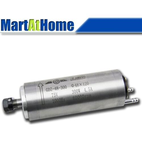 High-speed 0.3KW Water-cooled CNC Spindle Motor Dia. 48MM 60000rpm 75V 1000Hz ER8 0.052Nm Two Bearing for CNC Router Engraving