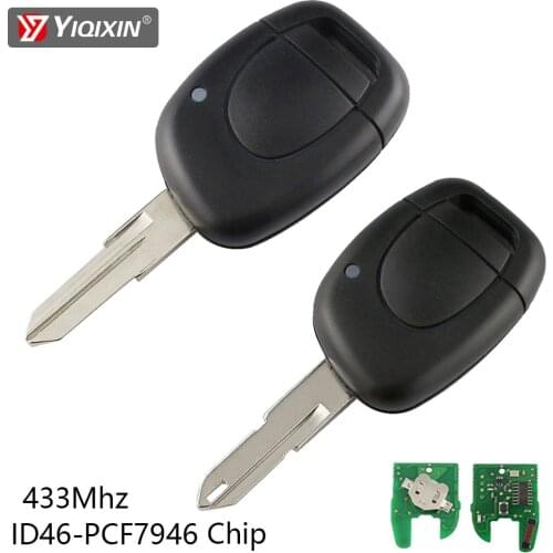 YIQIXIN 1 Button For Renault Megane Scenic Master Twingo Trafic Kangoo Laguna Espace Clio Remote Car Key ID46 Chip 433Mhz Blade