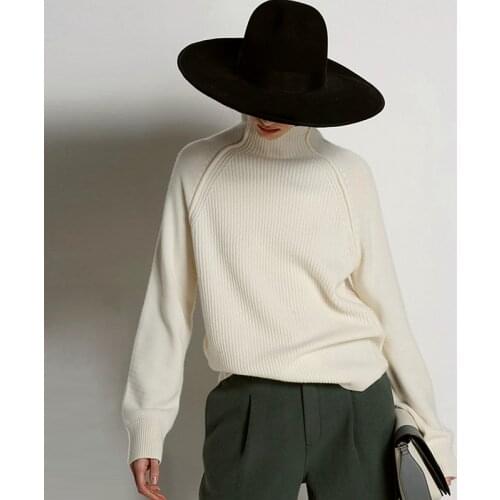 100% Cashmere Sweater Women Thickened Turtleneck 3 Colors Solid Long Sleeves Pullovers Knitwear Casual Elegant Style New Fashion