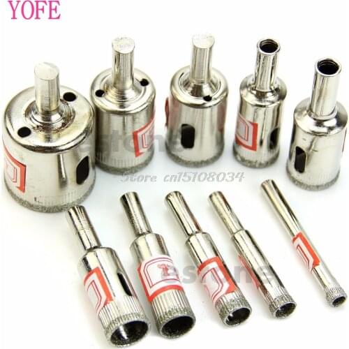 10Pcs Diamond Coated Core Hole Saw Drill Bit Set Tools For Tiles Marble Glass S08 Wholesale&DropShip