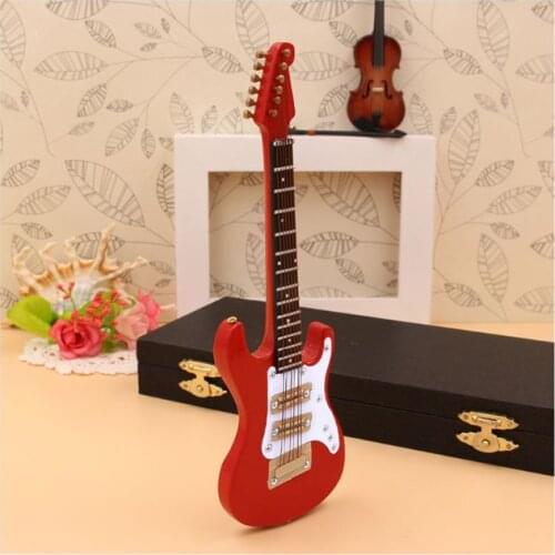 10cm Miniature Electric Guitar Replica with Box Stand Musical Instrument Model XXUF