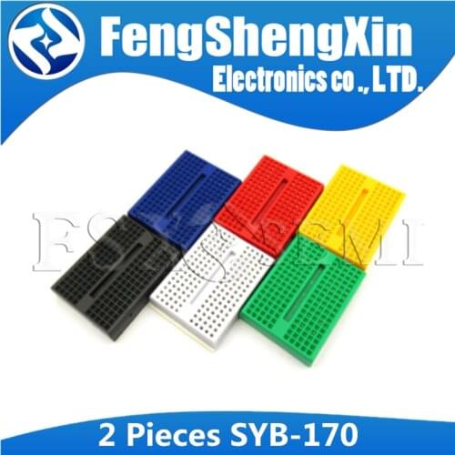 2PCS SYB-170 Mini Solderless Prototype Breadboard 170 Tie-points PCB Test Board Portable bread board