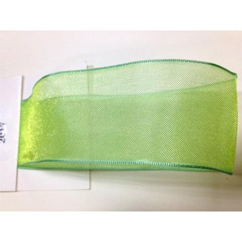 38MM X 25 Yards Spring Green Organza Wire Edge Ribbon for Birthday Decoration Gift Wrapping 1-1/2"