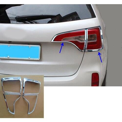 Car detector ABS Chrome cover trim back tail rear light lamp frame parts 4pcs For Kia Sorento 2013 2014