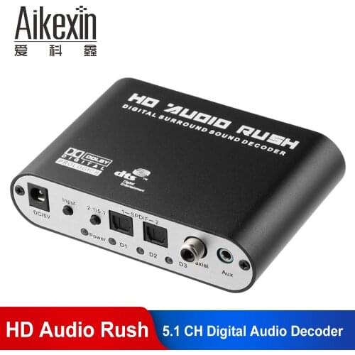 Aikexin 5.1 CH Digital Sound Decoder HD Audio Rush Digital surround Rush Decoder Digital Audio Decoder for 5.1 amplifier