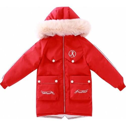 Childrens winter warm down jacket cotton padded jacket 2020 new fashion womens wear childrens thick fur coat fur hooded snow