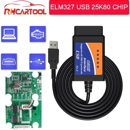 OBD2 ELM327 V1.5 USB Bluetooth For bmw for toyota for renault Diagnostic tool code reader OBD2 elm 327 V1.5 PIC18F25K80 Chip