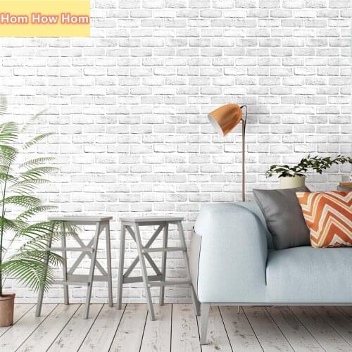 Home White/Grey Self Adhesive Contact Paper Peel and Stick Faux Brick Wallpaper Bathroom Decorative Wallcoverings