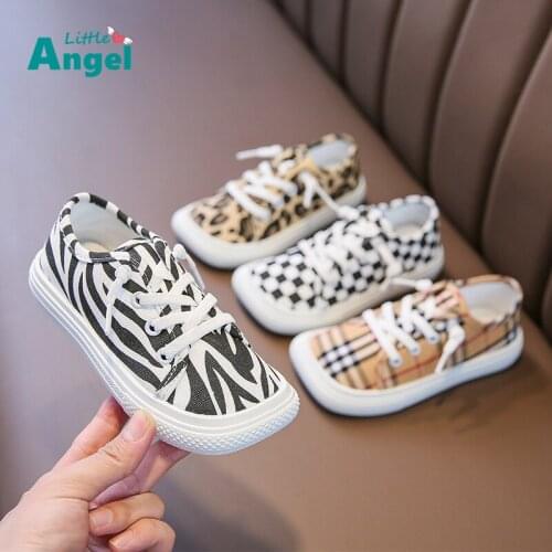 2021 new childrens board shoes leopard Plaid cow leopard Korean casual canvas shoes kids shoes sneakers boys shoes