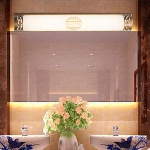 Chinese mirror front lamp bathroom cabinet wall lamp new Chinese classical LED makeup mirror long retro bronze/black LU71595