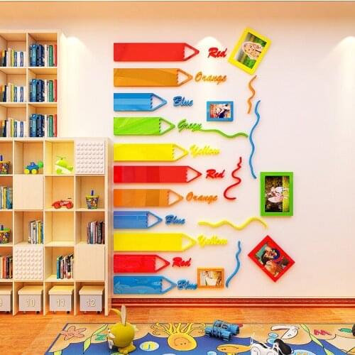 Creative INS pencil photo frame acrylic TV backdrop personality 3D stickers bedroom bedside background wall surface decoration