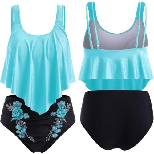 2020 Sexy Off Shoulder Ruffled Bandeau Plus Size 5xl Strappy Swimsuit Swim Wear Bathing Suit Swimwear Women Brazilian Bikini