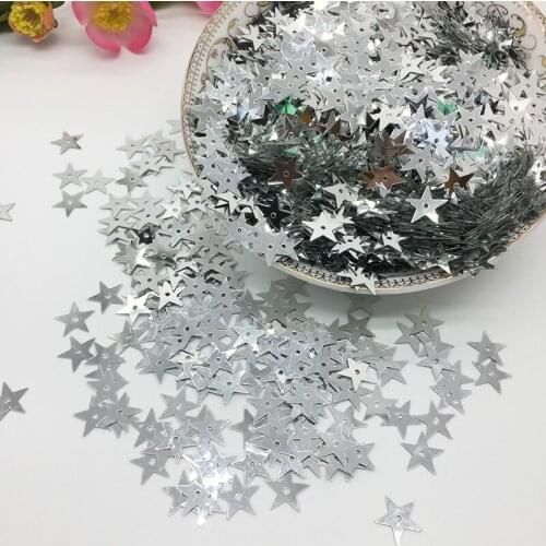 LNHOME 50g/lot 10mm Star Silver Flat Sequins Small Confetti PVC Loose Flakes Sewing Christmas Pailletten