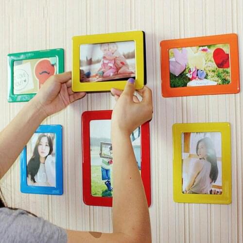 Magnetic Frame DIY Photo Frame Home Colorful Magnetic Picture Frames Fridge Refrigerator Magnet Photoframe PVC Home Decor