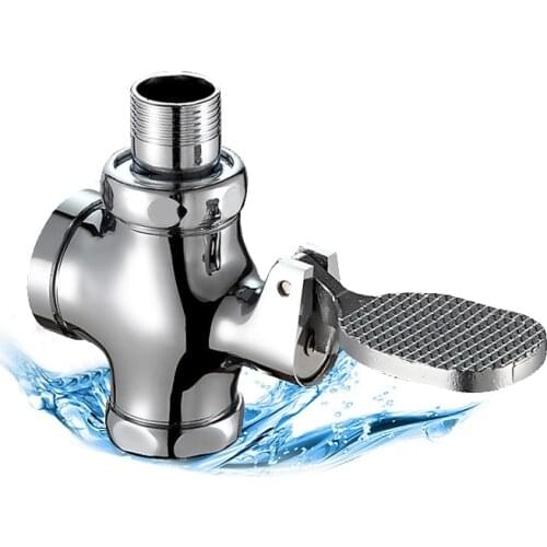 Copper Bathroom Squat Pan Flush Valves Foot Pressing Type Stool Flush Valve Flusher Time Delay Self Closing Toilet Flush Valve