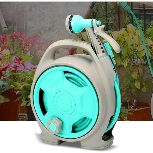 Mini Portable Garden Pipe Hose Reel Cart With Water Spray Gun Set Agricultural Home Garden Storage Suit Cart Car Wash Hose Assy