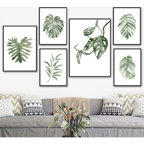 Monstera Hower Leaf Tropical Plant Herb Wall Art Canvas Painting Nordic Posters And Prints Wall Pictures For Living Room Decor