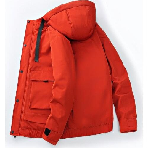 Red Men Winter Jackets And Coats Parkas Fad Vogue Mens Hooded Collar Warm Thick Male Casual Coats