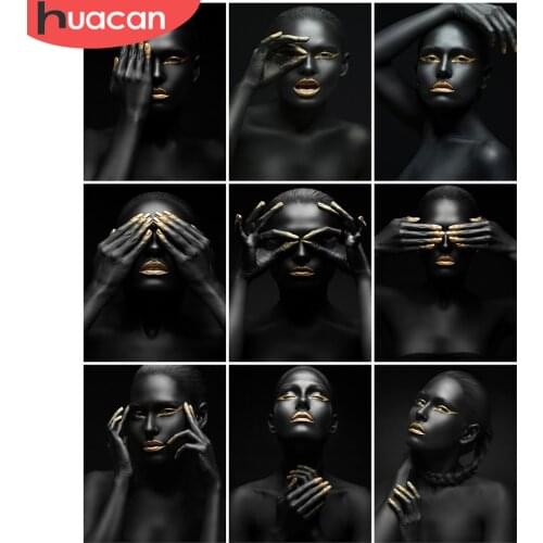 HUACAN DIY frame Picture By Numbers Black Women Unique Gift On Canvas Acrylic Oil Painting By Numbers Figure Wall Art