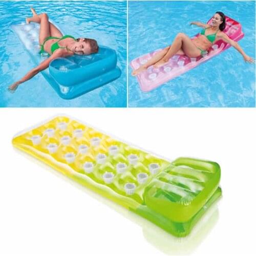 Aqua inflatable water lounge 188*71cm water air mat mattress adult summer swimming pool toy 4 color pillow lounge bed B39008