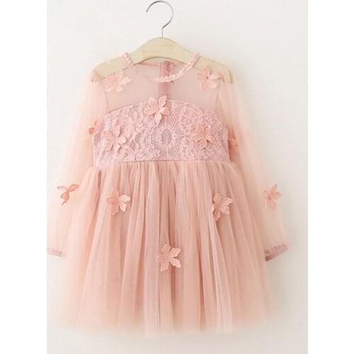 2019 Spring Summer New Childrens Clothing Fashion Sweet Baby Girls Dress Lace Collar Gauze Princess Dress Girls Clothes