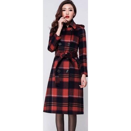 Autumn Winter Coat Women Jacket Women Plus Size Wool Warm Plaid Long Coat Manteau Femme